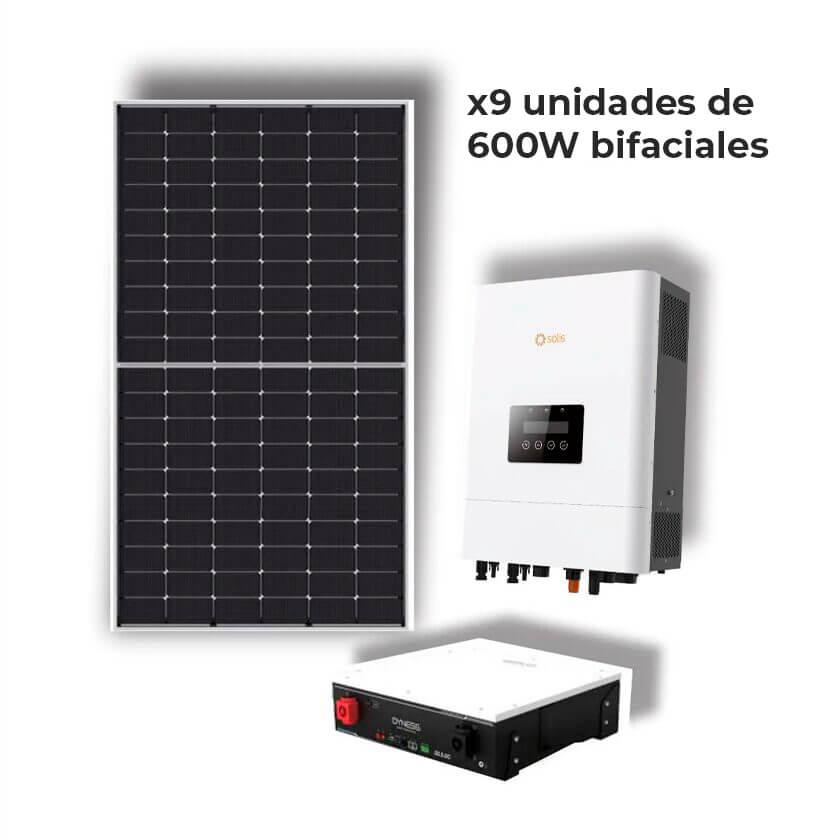 Promo OFF GRID 5kWp de Paneles Solares, Inversor, Soporte para techos de chapa y batería